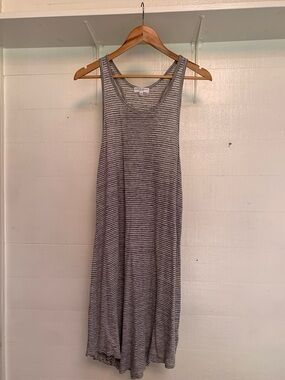 Aritzia Striped Gray Sleeveless Midi Dress